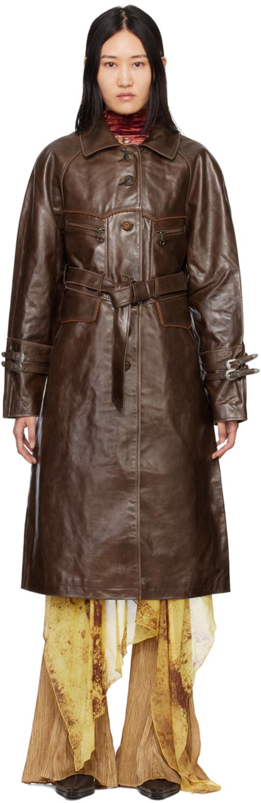 Brown Jocelyn Western Leather Jacket by ANDERSSON BELL