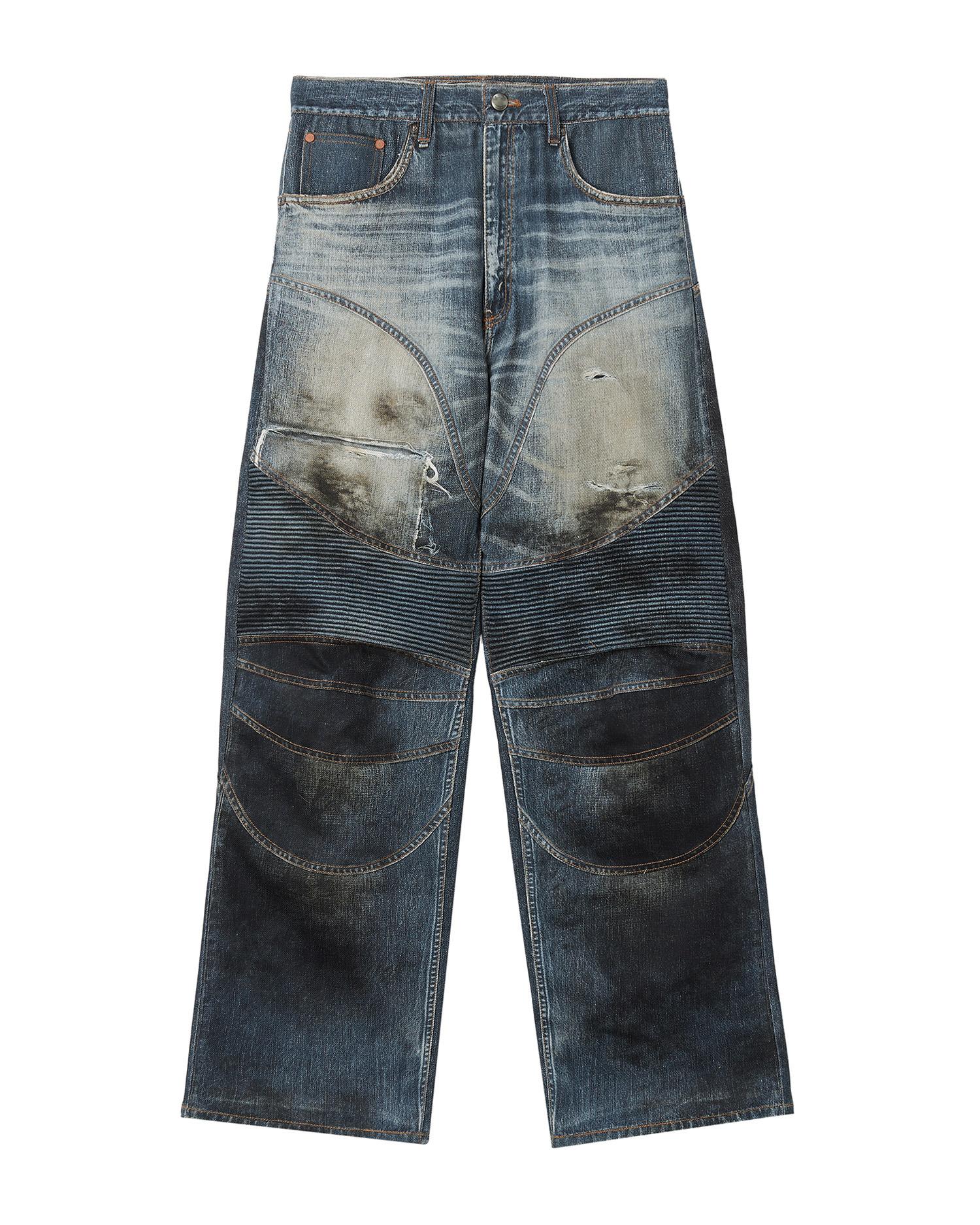 Denim trompe-l'oeil graphic biker jeans by ANDERSSON BELL