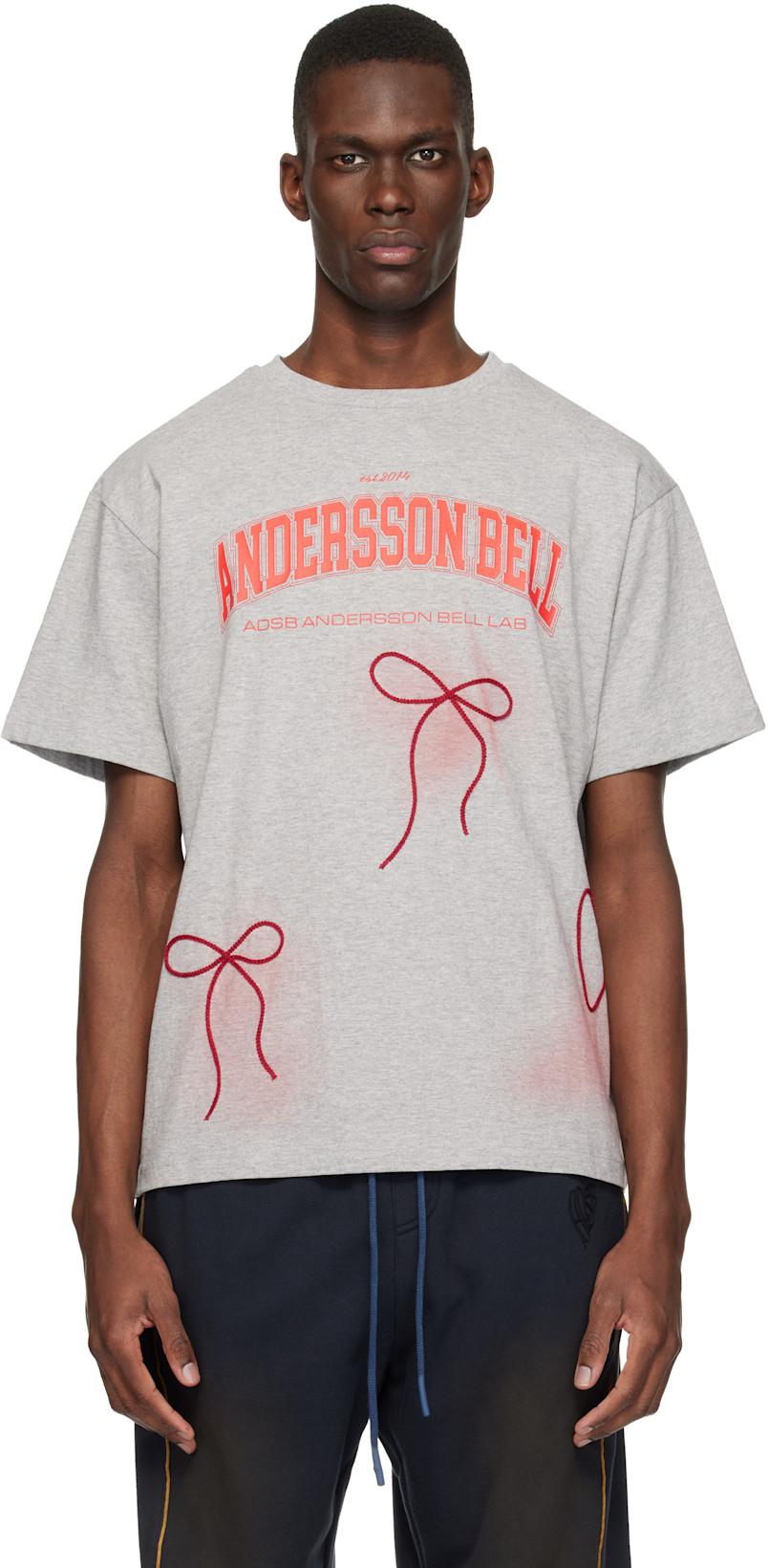 Gray Ribbon Embroidery Spray T-shirt by ANDERSSON BELL