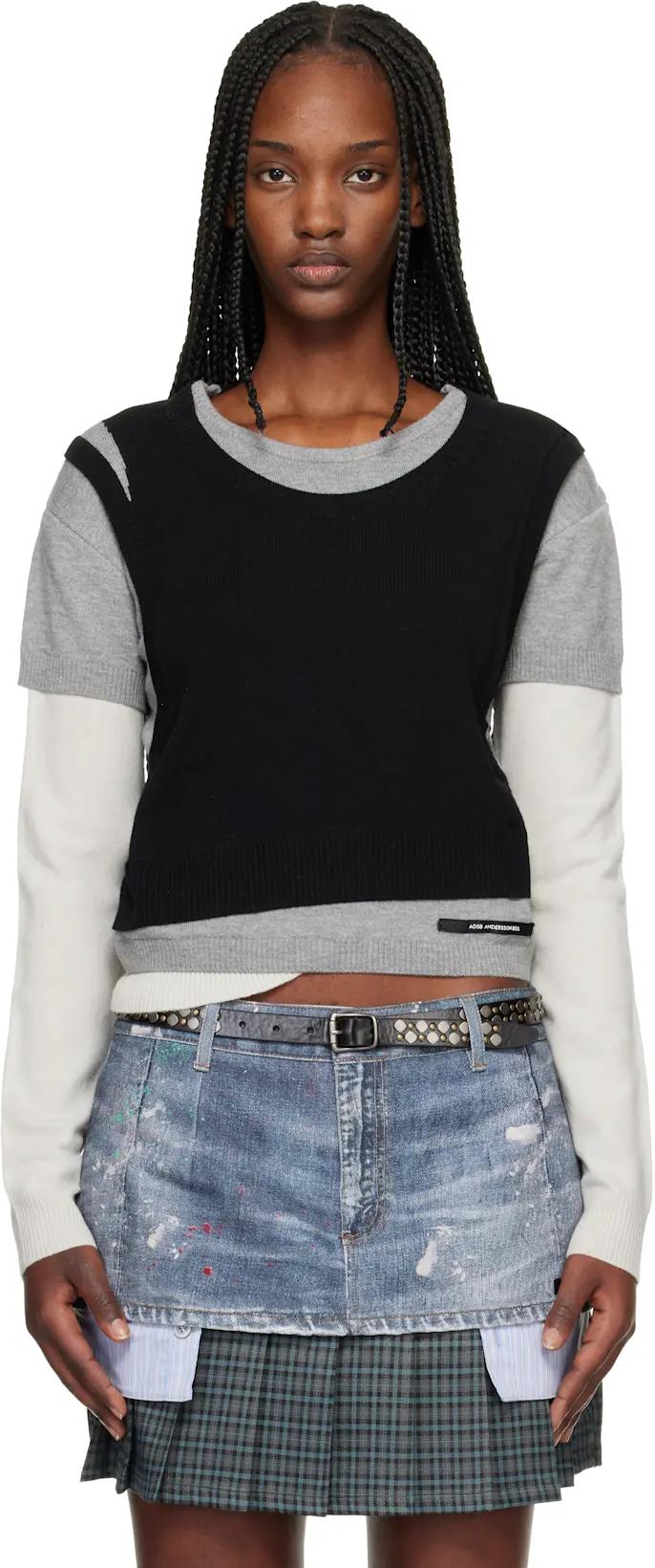 Gray & Black Tres Over Layered Sweater by ANDERSSON BELL