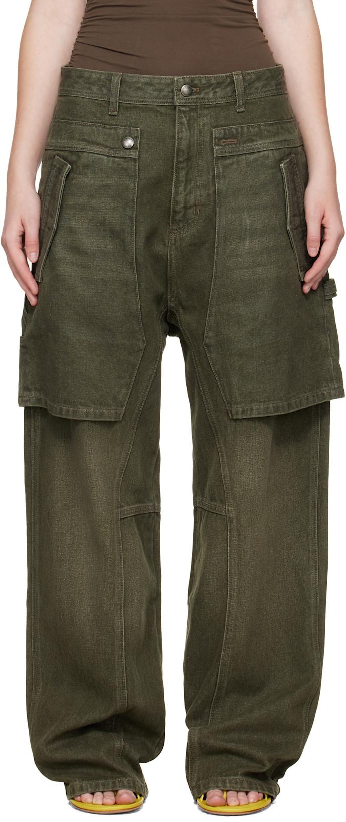 Green Raptor Layered Wide-Leg Jeans by ANDERSSON BELL