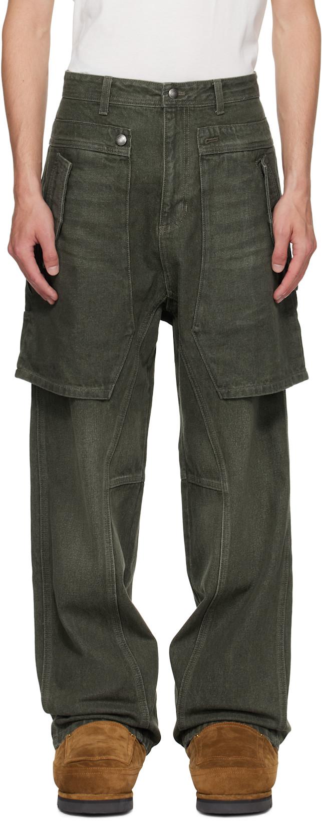 Khaki Raptor Layered Wide-Leg Jeans by ANDERSSON BELL