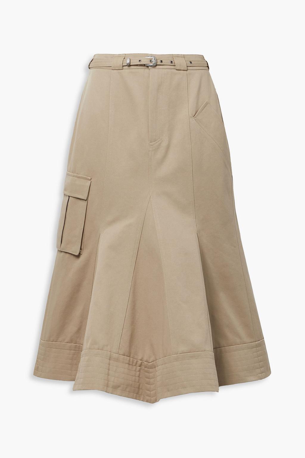 Leah belted pleated twill midi skirt by ANDERSSON BELL