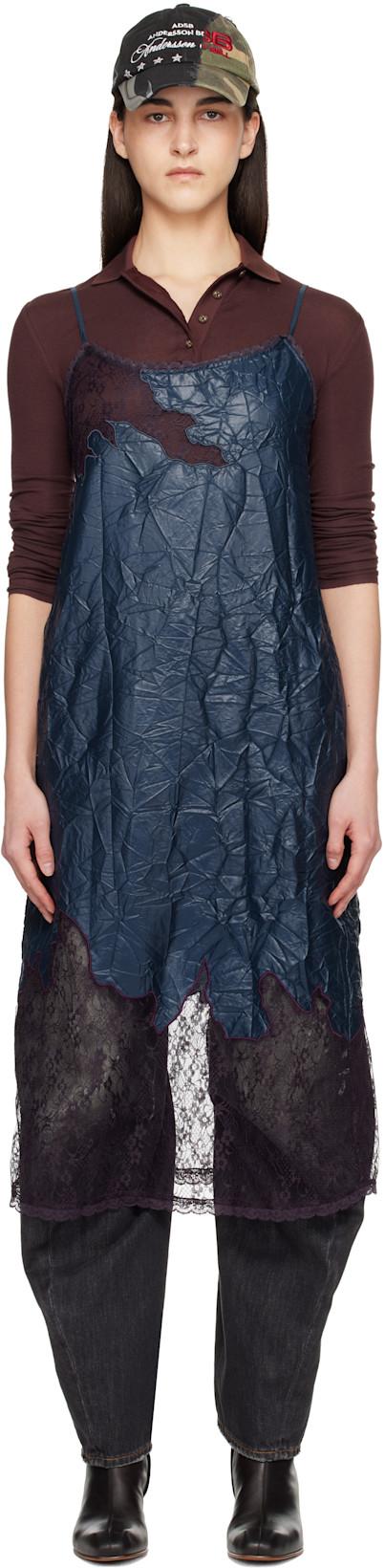 Navy Embroidery Lace Midi Dress by ANDERSSON BELL