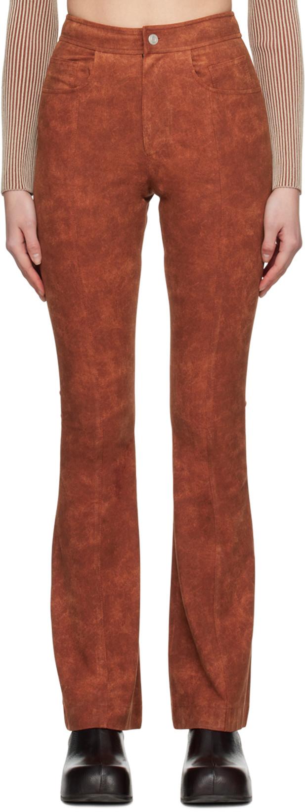 Orange Paneled Faux-Leather Trousers by ANDERSSON BELL