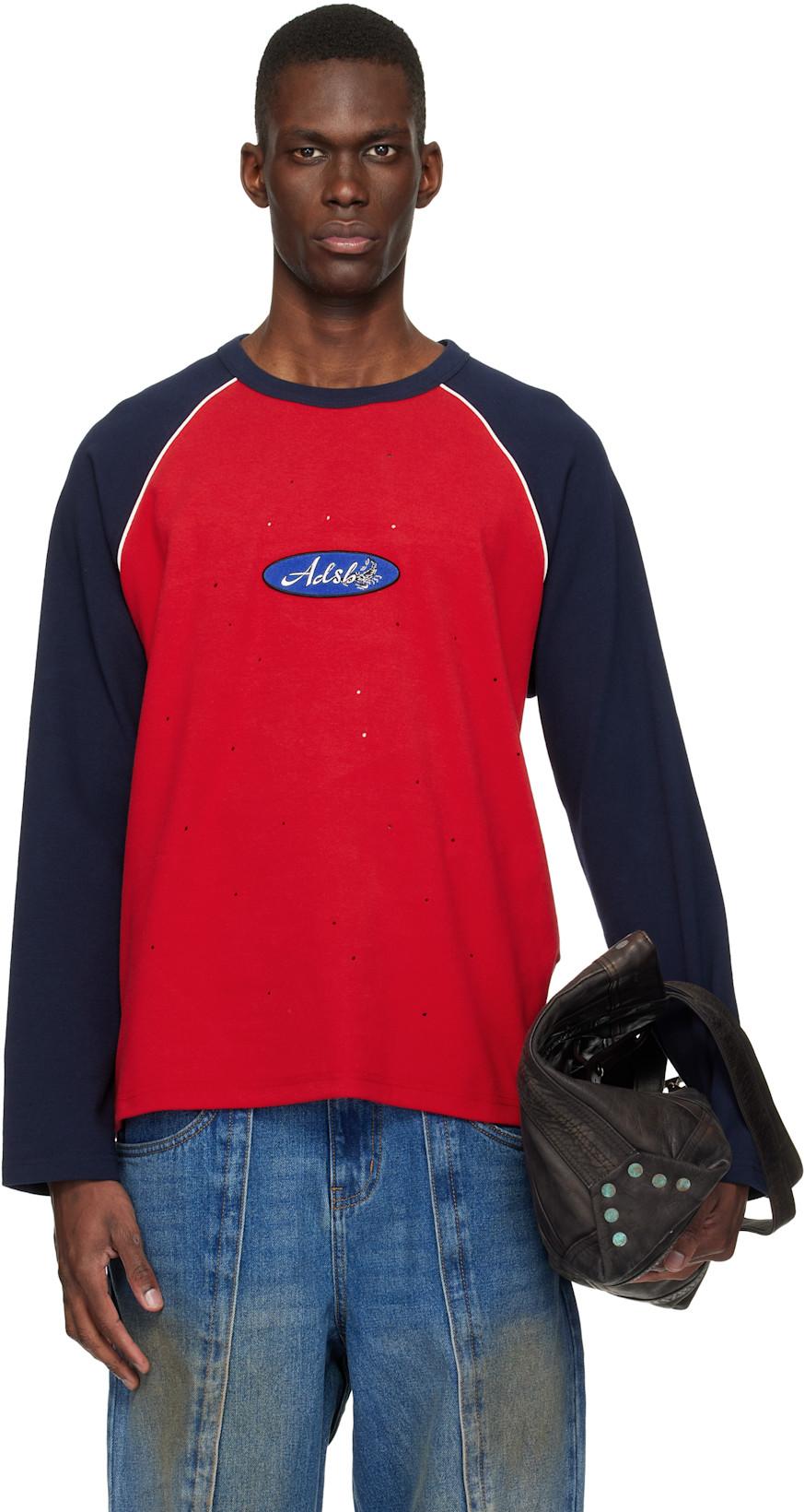 Red & Navy Logo Wappen Raglan LS T-shirt by ANDERSSON BELL