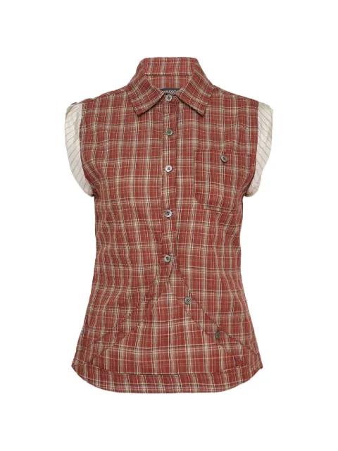 check-pattern sleeveless shirt by ANDERSSON BELL