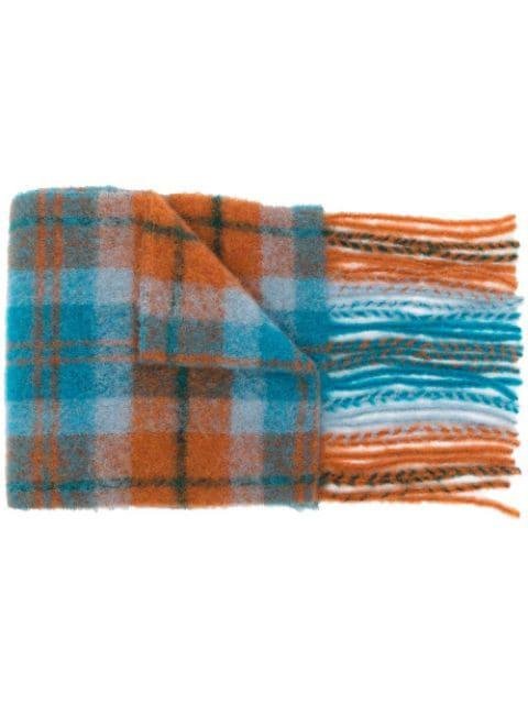 fringed tartan-check scarf by ANDERSSON BELL