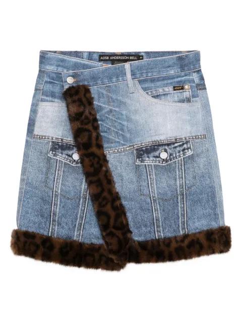fur-edge denim skirt by ANDERSSON BELL