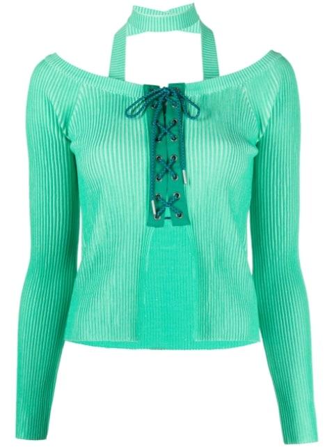ribbed lace-up fastening cardigan by ANDERSSON BELL