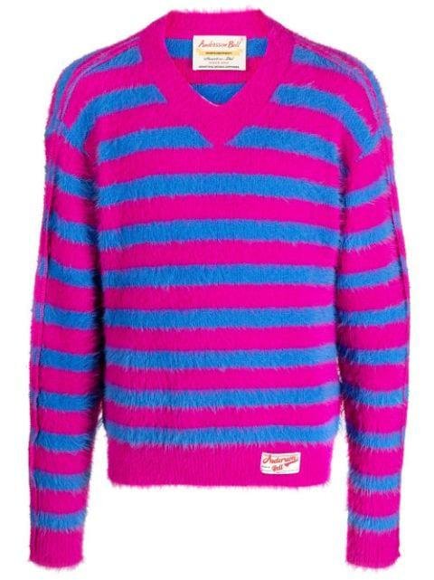 striped V-neck jumper by ANDERSSON BELL