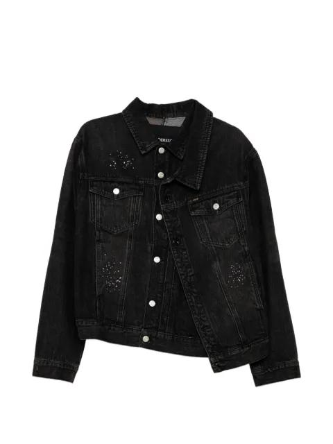 stud-embellished asymmetric denim jacket by ANDERSSON BELL