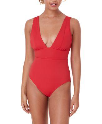 Mykonos Deep Plunge Neck One Piece Swimsuit by ANDIE