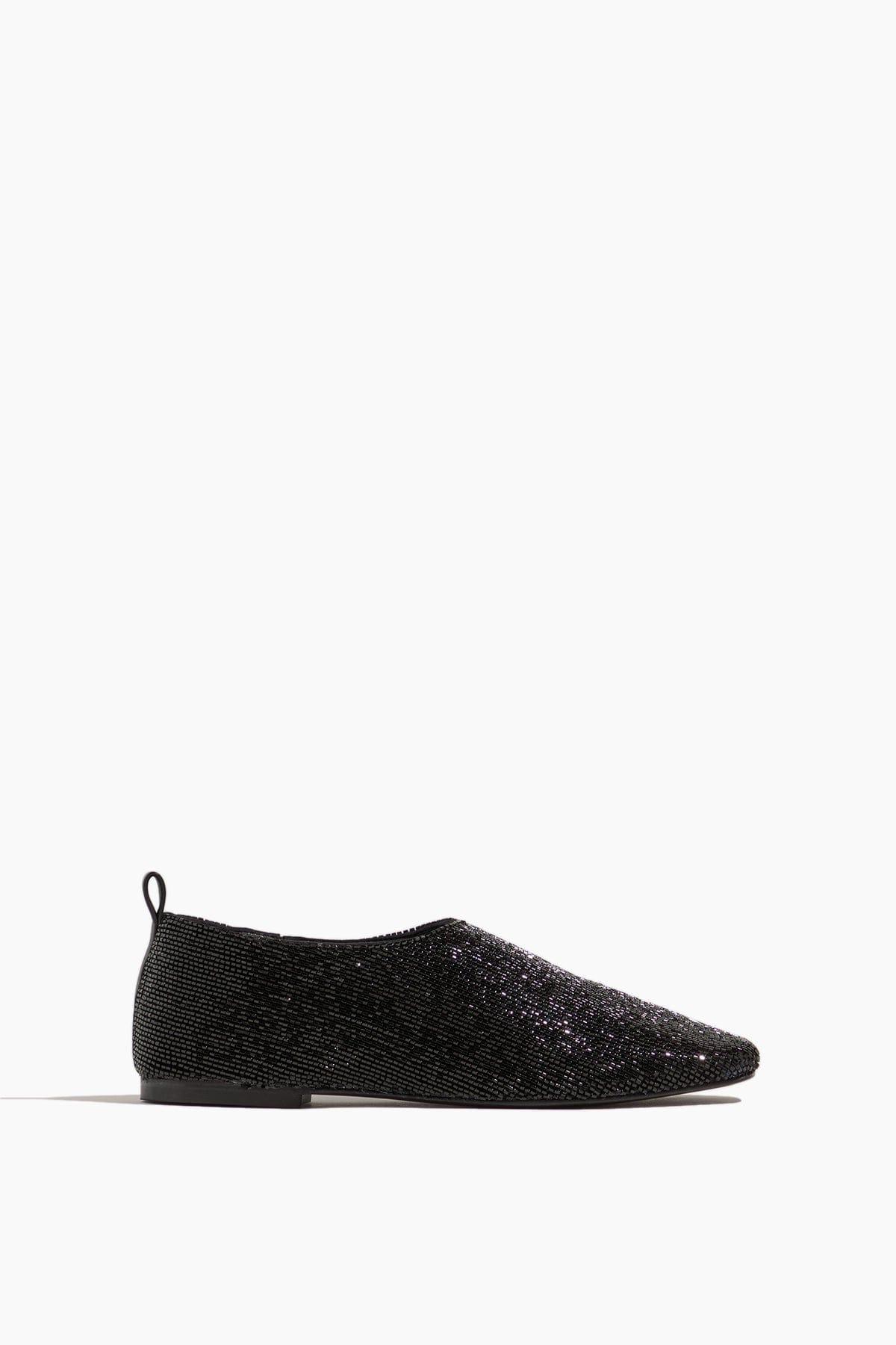 Pia Beaded Flat in Black by ANDRE EMERY