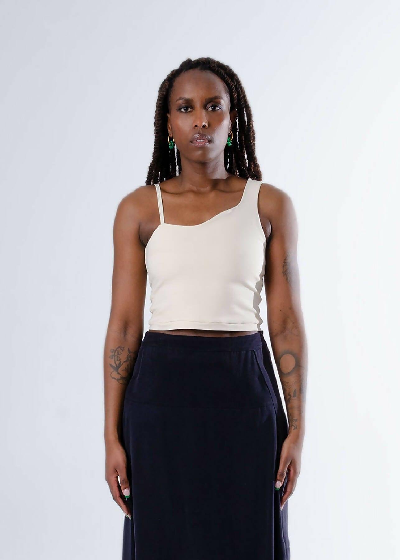 Esmee Cropped Tank Top (Cream) by ANDREA G HAND + MADE