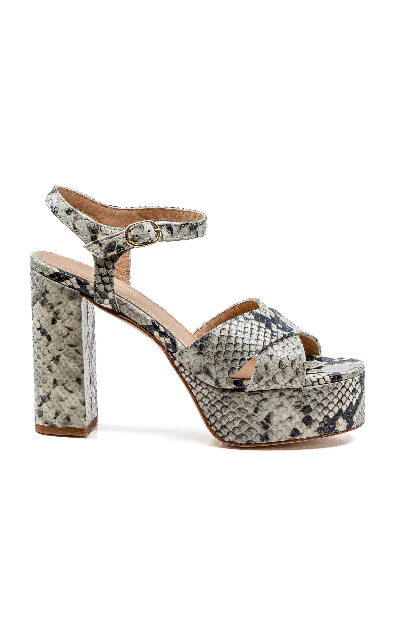 Andrea Gomez Bella Snake-Effect Leather Platform Sandals - Moda Operandi by ANDREA GOMEZ
