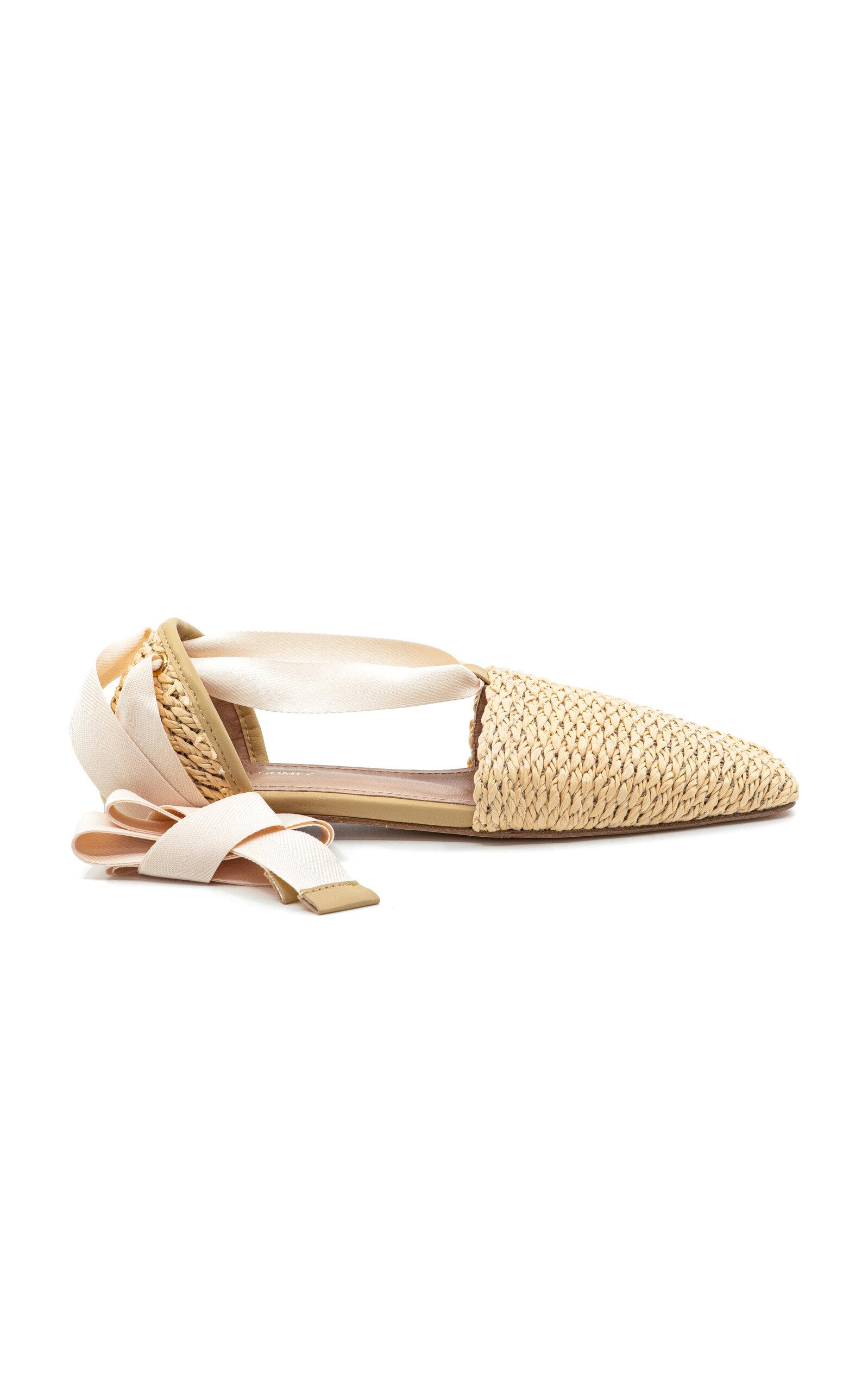 Andrea Gomez Desi Lace-Up Raffia Flats - Moda Operandi by ANDREA GOMEZ