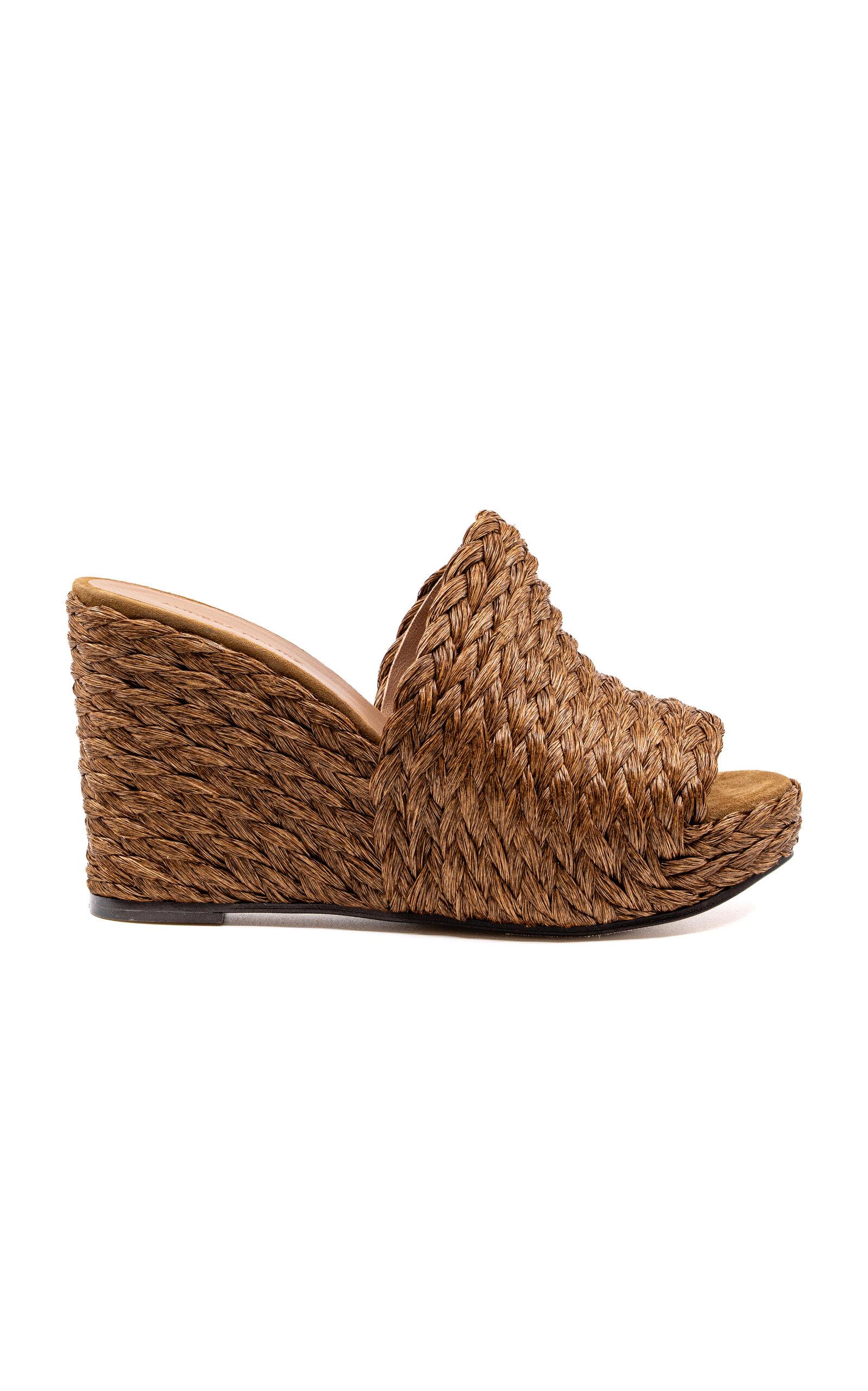 Andrea Gomez Exclusive Gloria Raffia Wedge Sandals - Moda Operandi by ANDREA GOMEZ