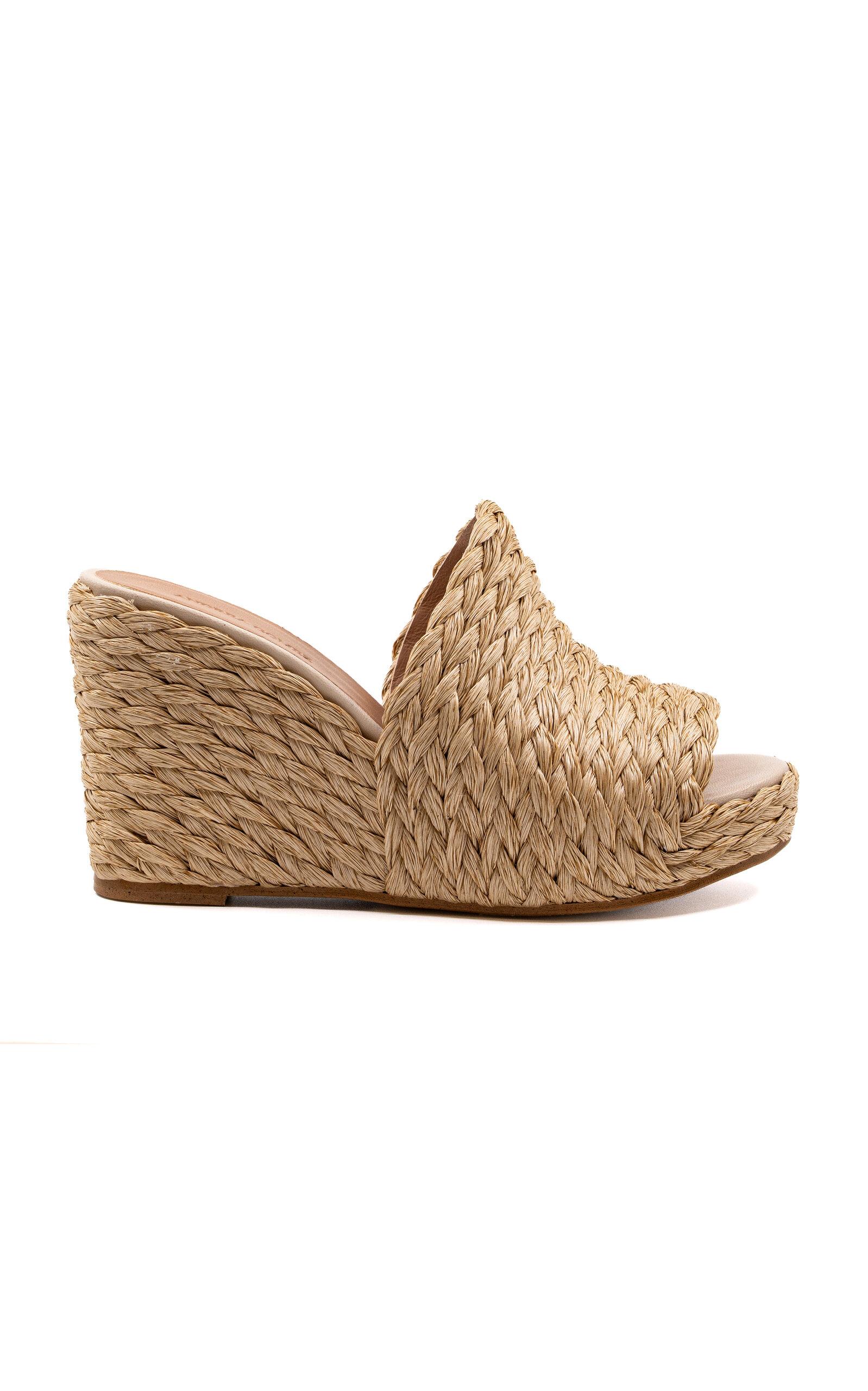Andrea Gomez Exclusive Gloria Raffia Wedge Sandals - Moda Operandi by ANDREA GOMEZ