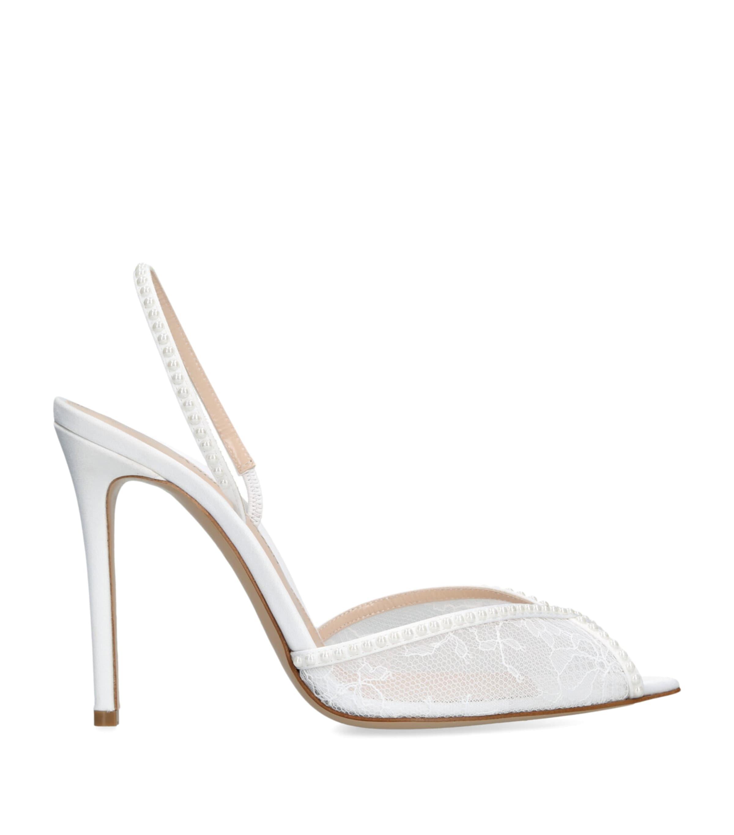 Andrea Wazen Embellished Lace Katy Slingback Heels 105 by ANDREA WAZEN