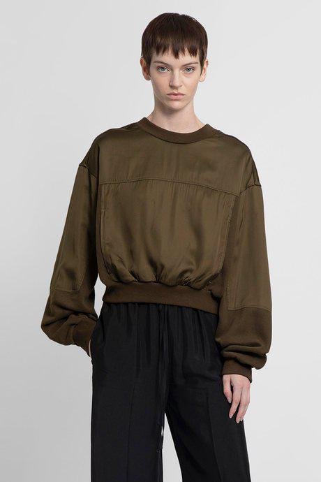 Andrea Ya Aqov women's brown Viscose Oversize Sweatshirt- brown- crewneck- dropped shoulders- ribbed outlines- 100% viscose- made in Italy by ANDREA YA'AQOV