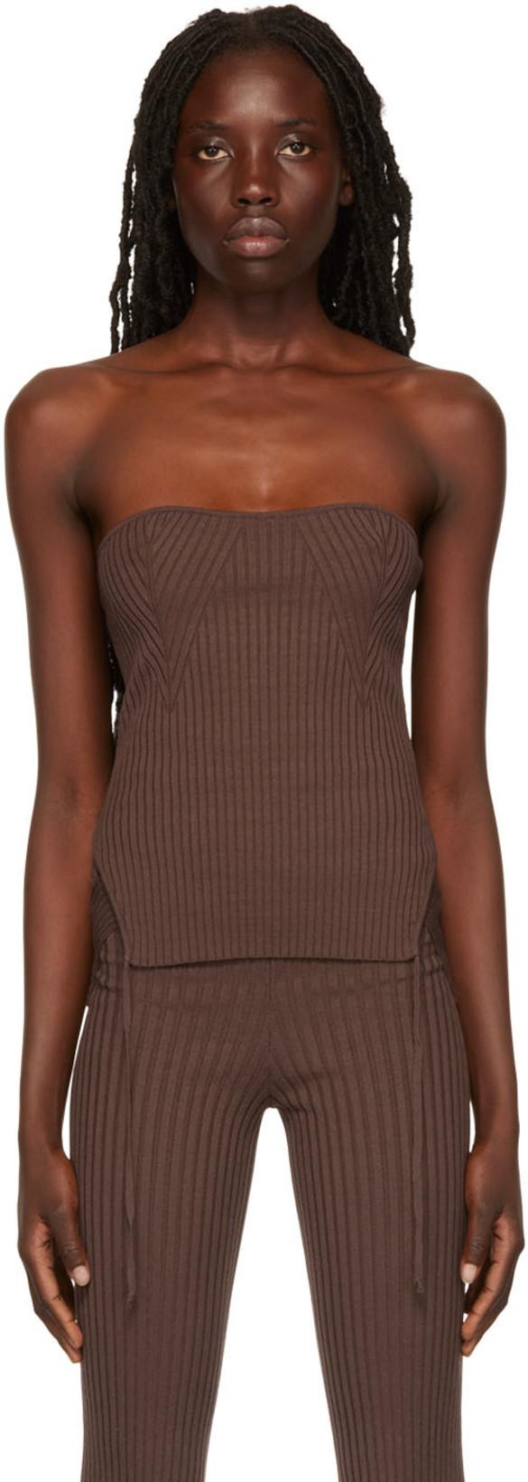 Brown Rib Camisole by ANDREADAMO