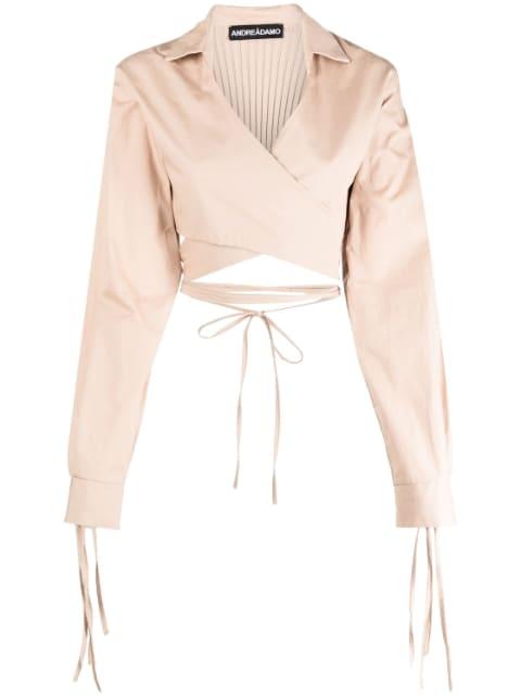 cropped wrap blouse by ANDREADAMO