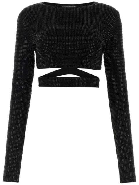 embellished cut-out crop top by ANDREADAMO
