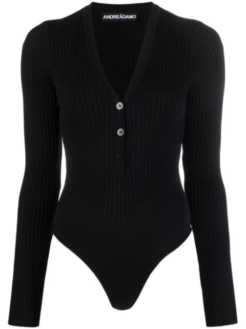 long-sleeve ribbed-knit bodysuit by ANDREADAMO
