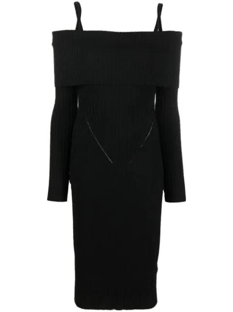 off-shoulder ribbed knit dress by ANDREADAMO