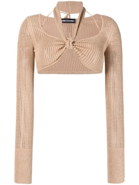 open-knit halterneck crop top by ANDREADAMO