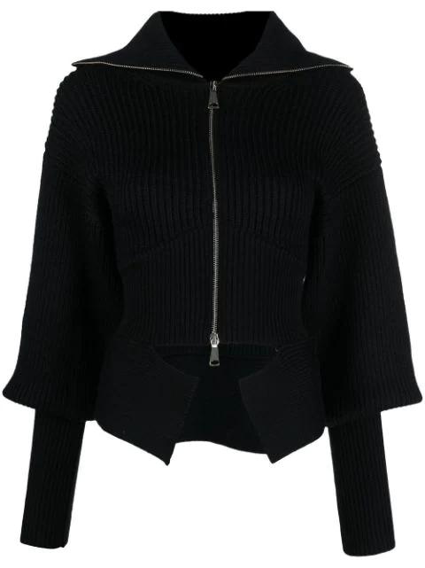 ribbed-knit zip-up cardigan by ANDREADAMO