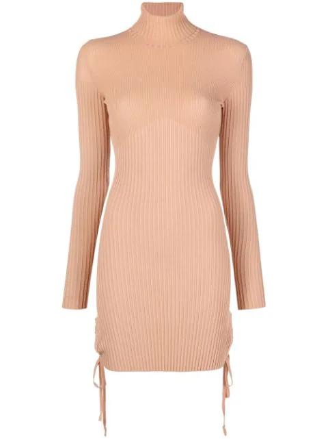 roll neck ribbed knit dress by ANDREADAMO