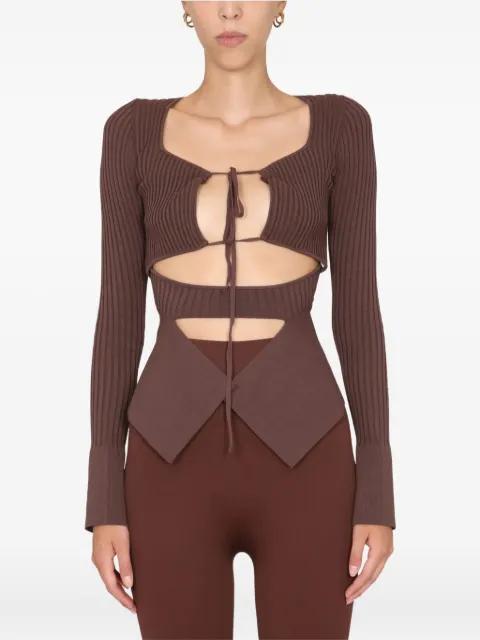 tie-front ribbed top by ANDREADAMO