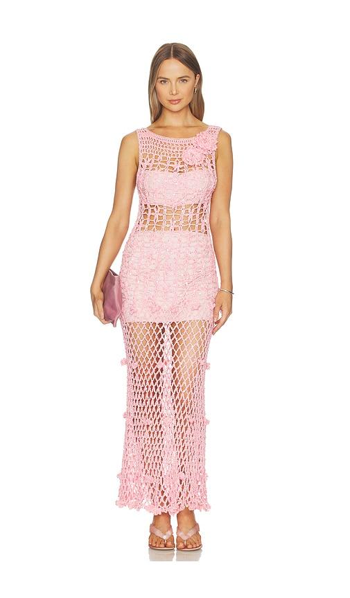 ANDREEVA Handmade Maxi Crochet Dress in Pink by ANDREEVA
