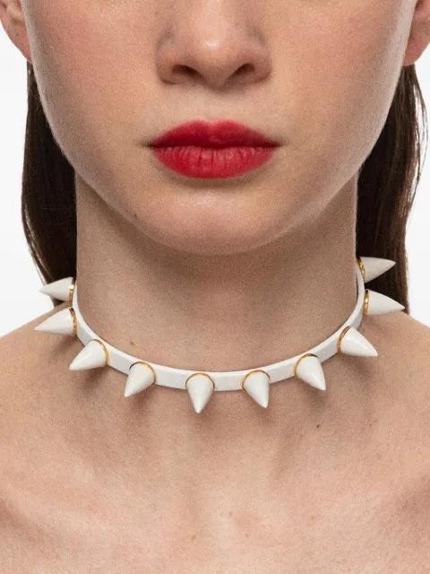 Mini Spike leather choker by ANDRES GALLARDO