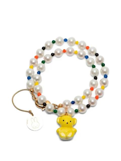 Teddy Bear & Pearls necklace by ANDRES GALLARDO