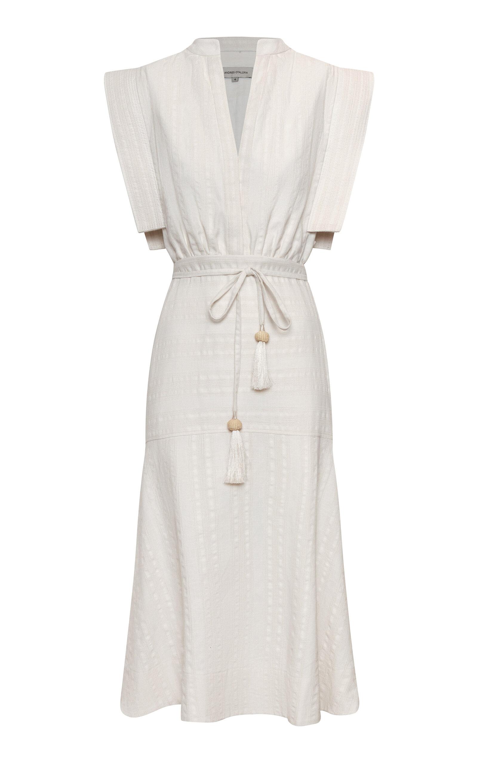 Andres Otalora Contigu Despierto Belted Cotton-Jacquard Midi Dress - Moda Operandi by ANDRES OTALORA