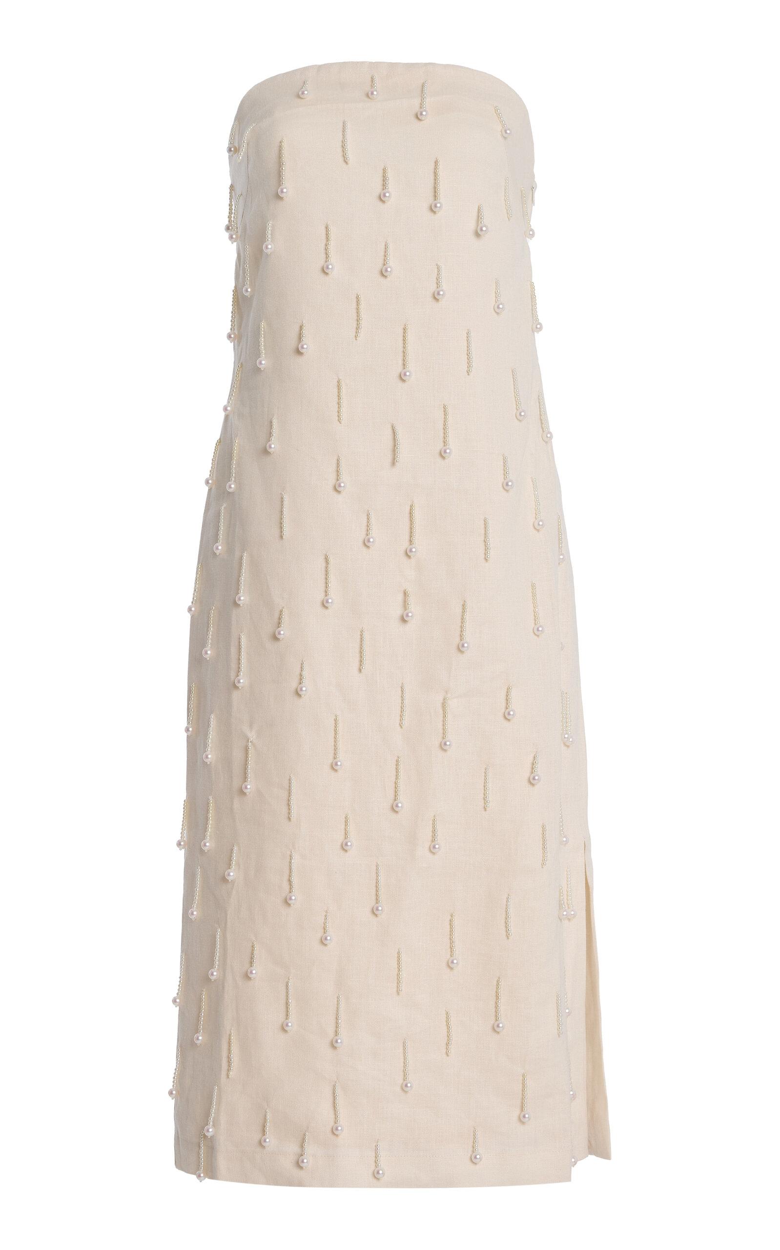 Andres Otalora Exclusive Coquetas Embellished Linen Midi Dress - Moda Operandi by ANDRES OTALORA