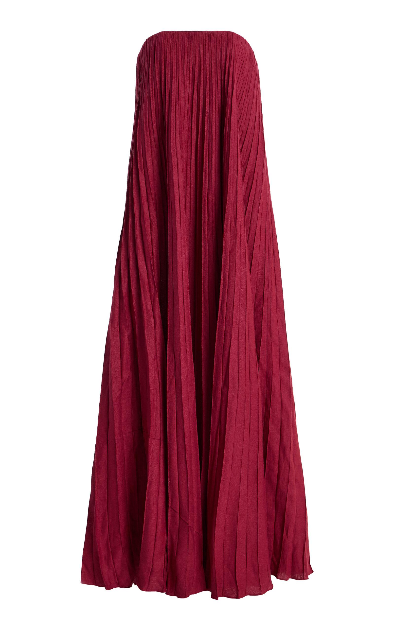 Andres Otalora Exclusive Ritmo Pleated Linen Maxi Dress - Moda Operandi by ANDRES OTALORA