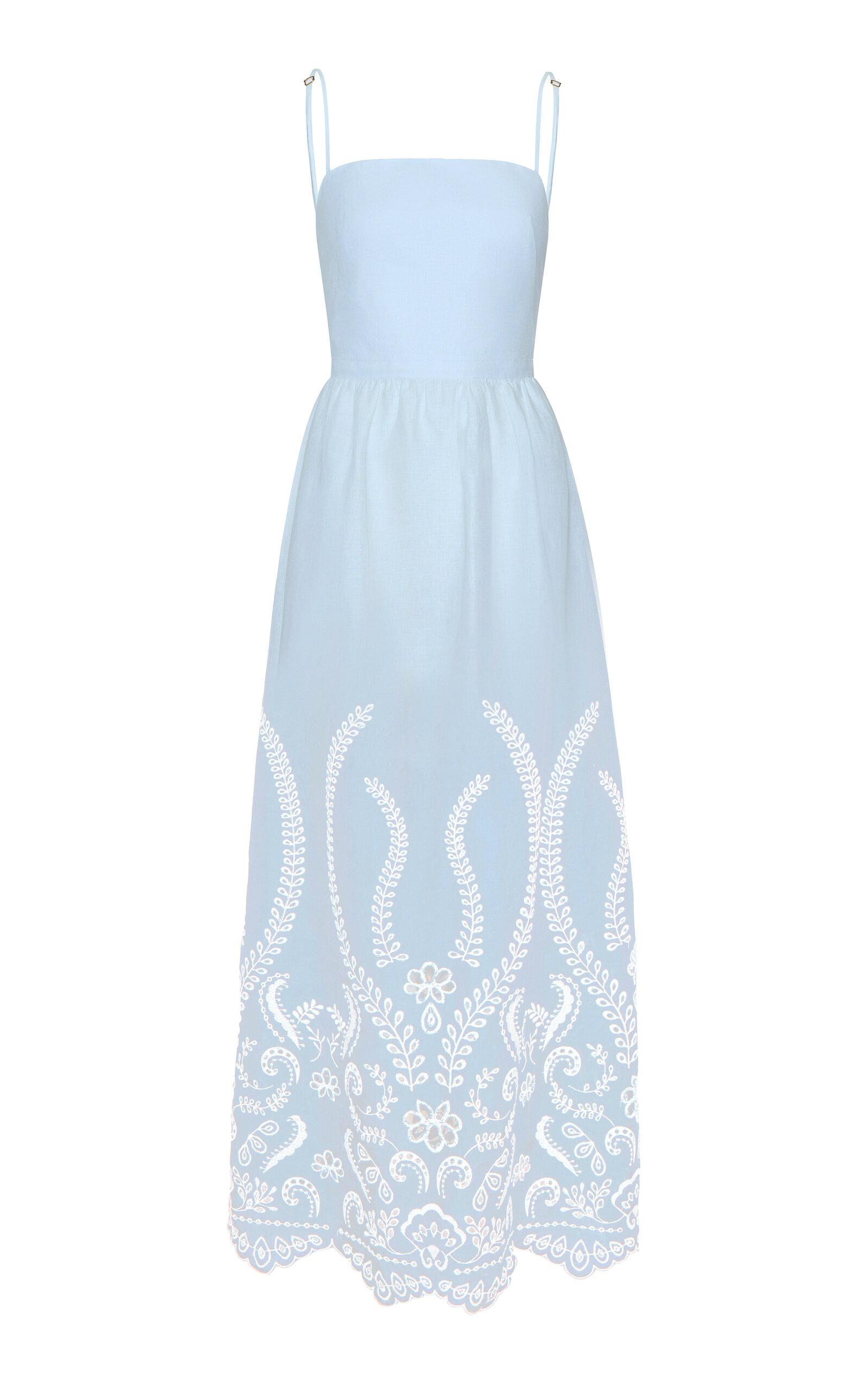 Andres Otalora Exclusive Y tu Voz Embroidered Linen Maxi Dress - Moda Operandi by ANDRES OTALORA