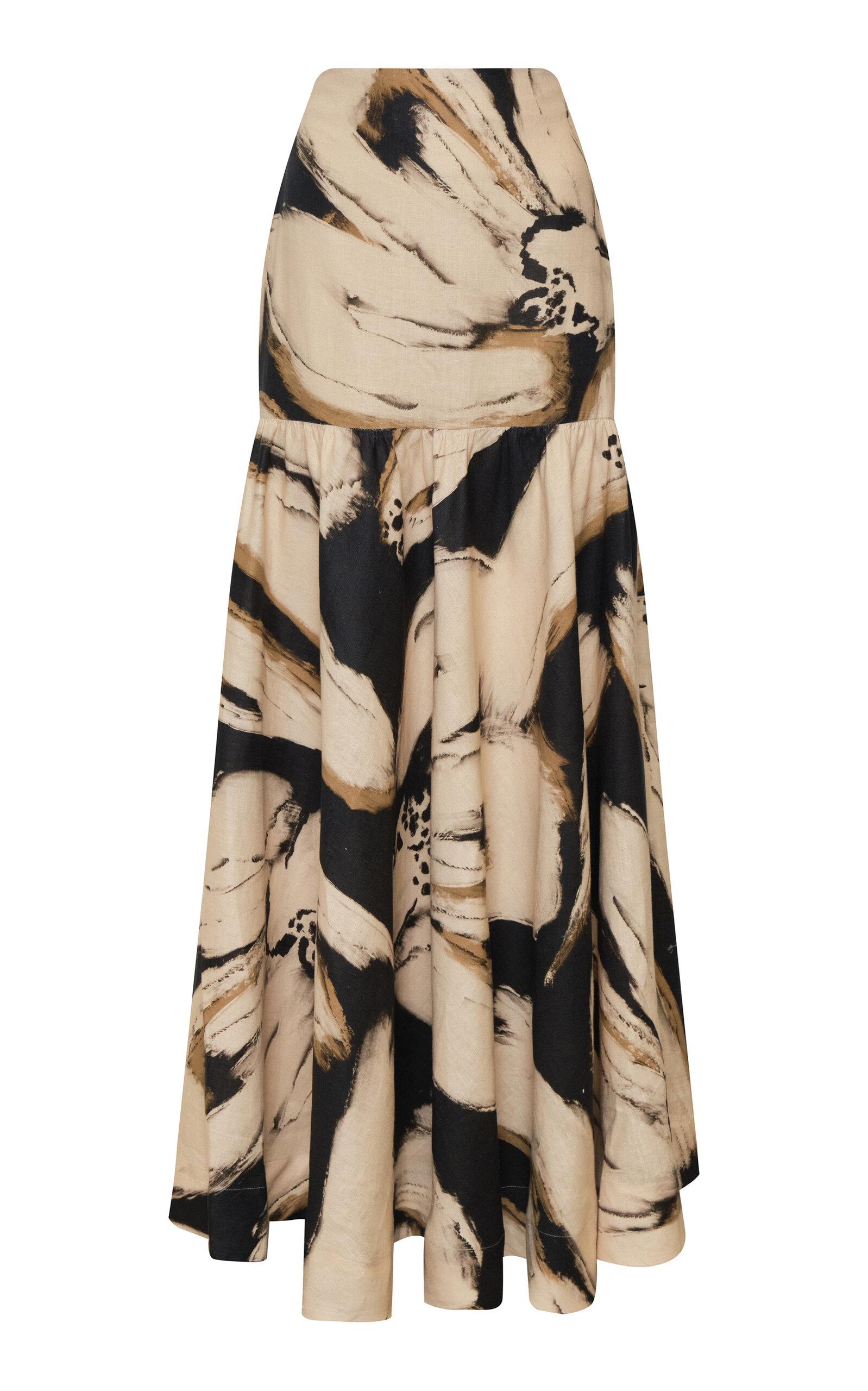 Andres Otalora Intencion Printed Linen Maxi Skirt - Moda Operandi by ANDRES OTALORA