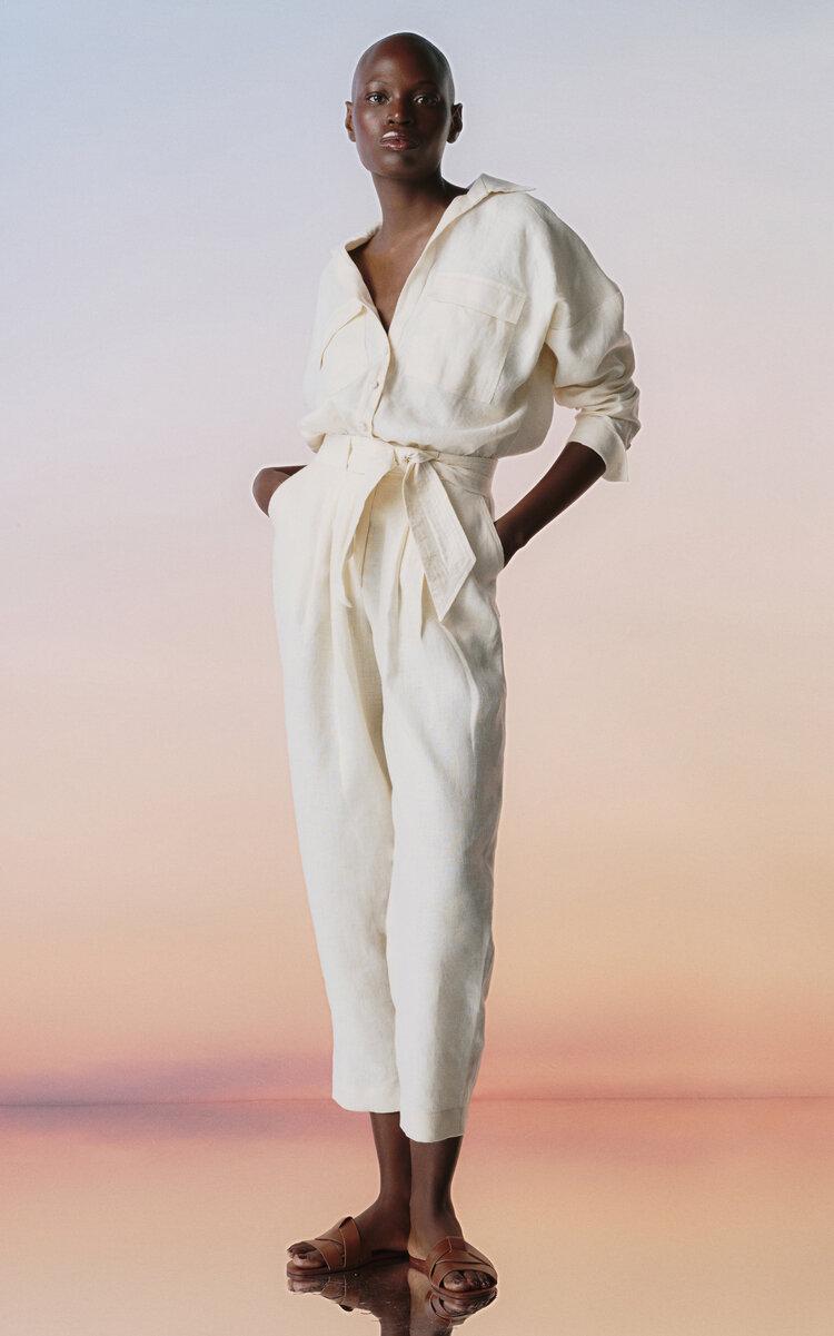 Andres Otalora Lo Natural Belted Linen Jumpsuit - Moda Operandi by ANDRES OTALORA