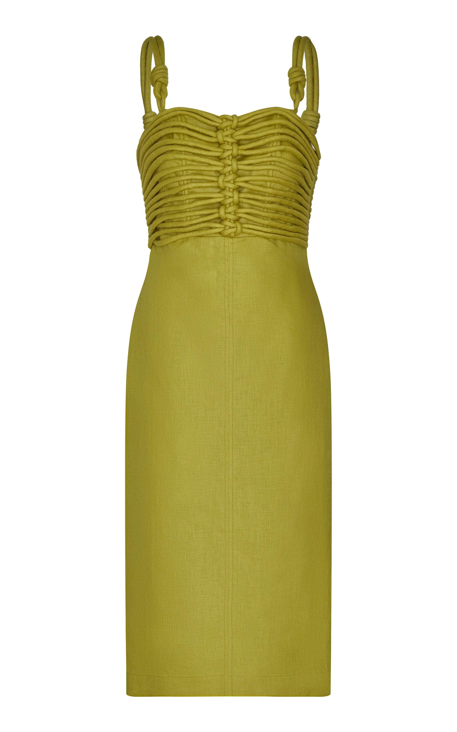 Andres Otalora Reflejame Embellished Linen Midi Dress - Moda Operandi by ANDRES OTALORA