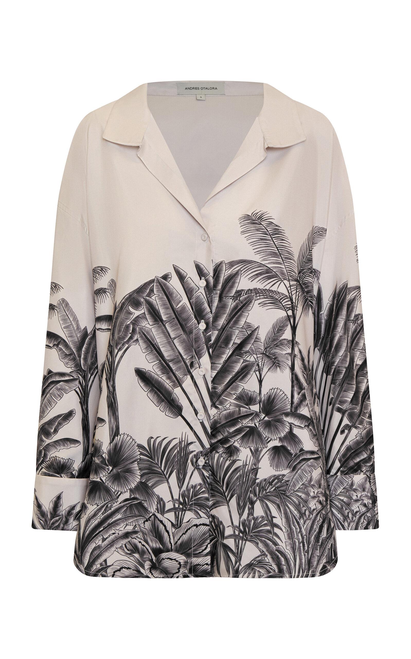 Andres Otalora Un Tej Oversized Printed Linen Shirt - Moda Operandi by ANDRES OTALORA