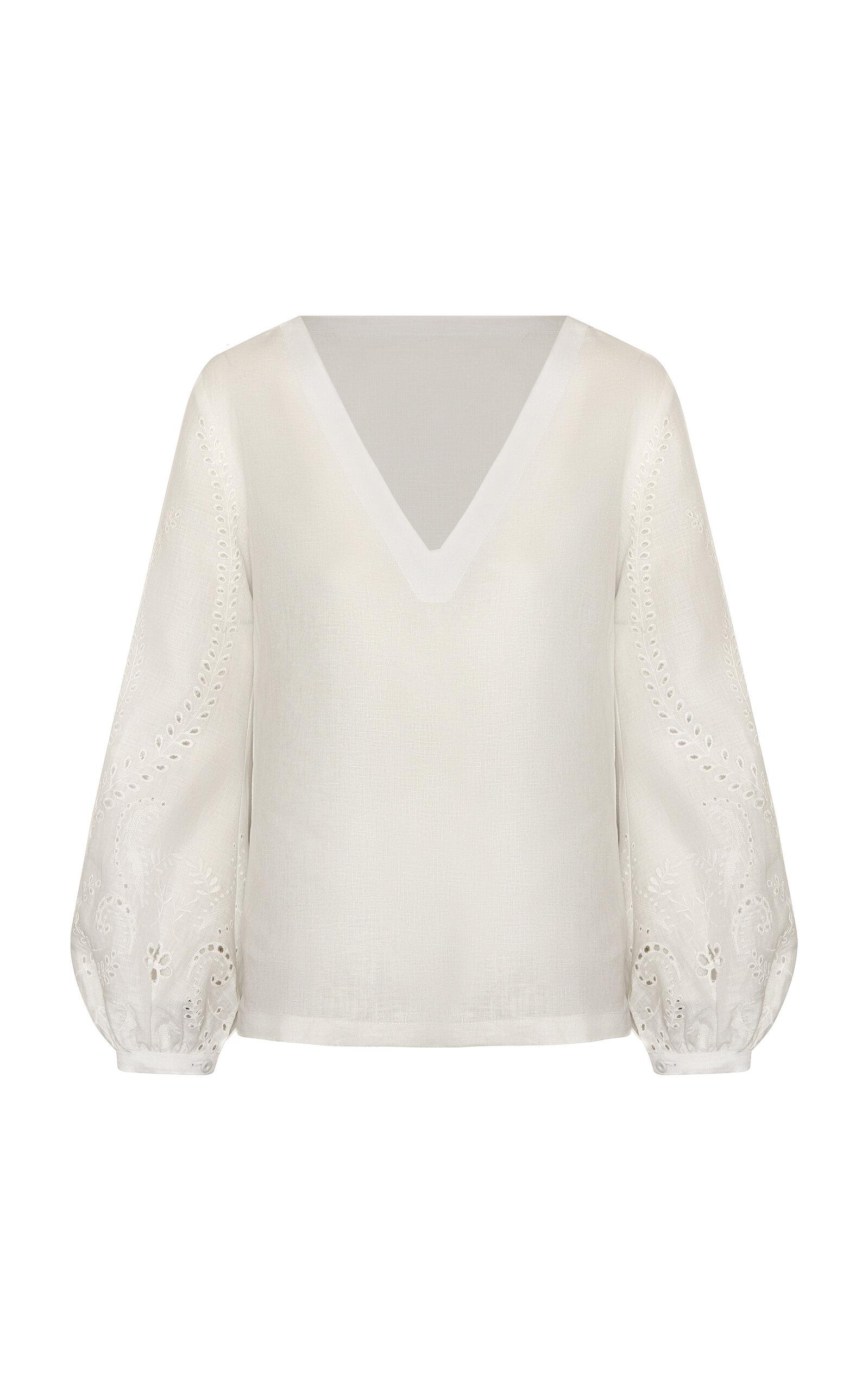 Andres Otalora Una Vista Eyelet Linen Top - Moda Operandi by ANDRES OTALORA