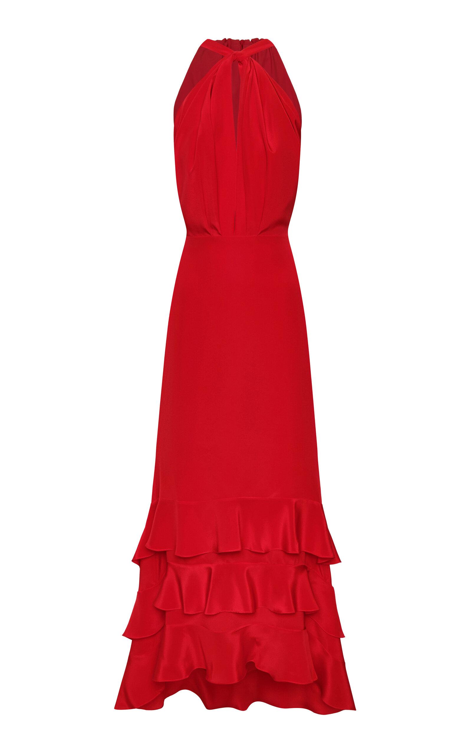Andres Otalora Vino de Palma Halter Silk Crepe De Chine Maxi Dress - Moda Operandi by ANDRES OTALORA