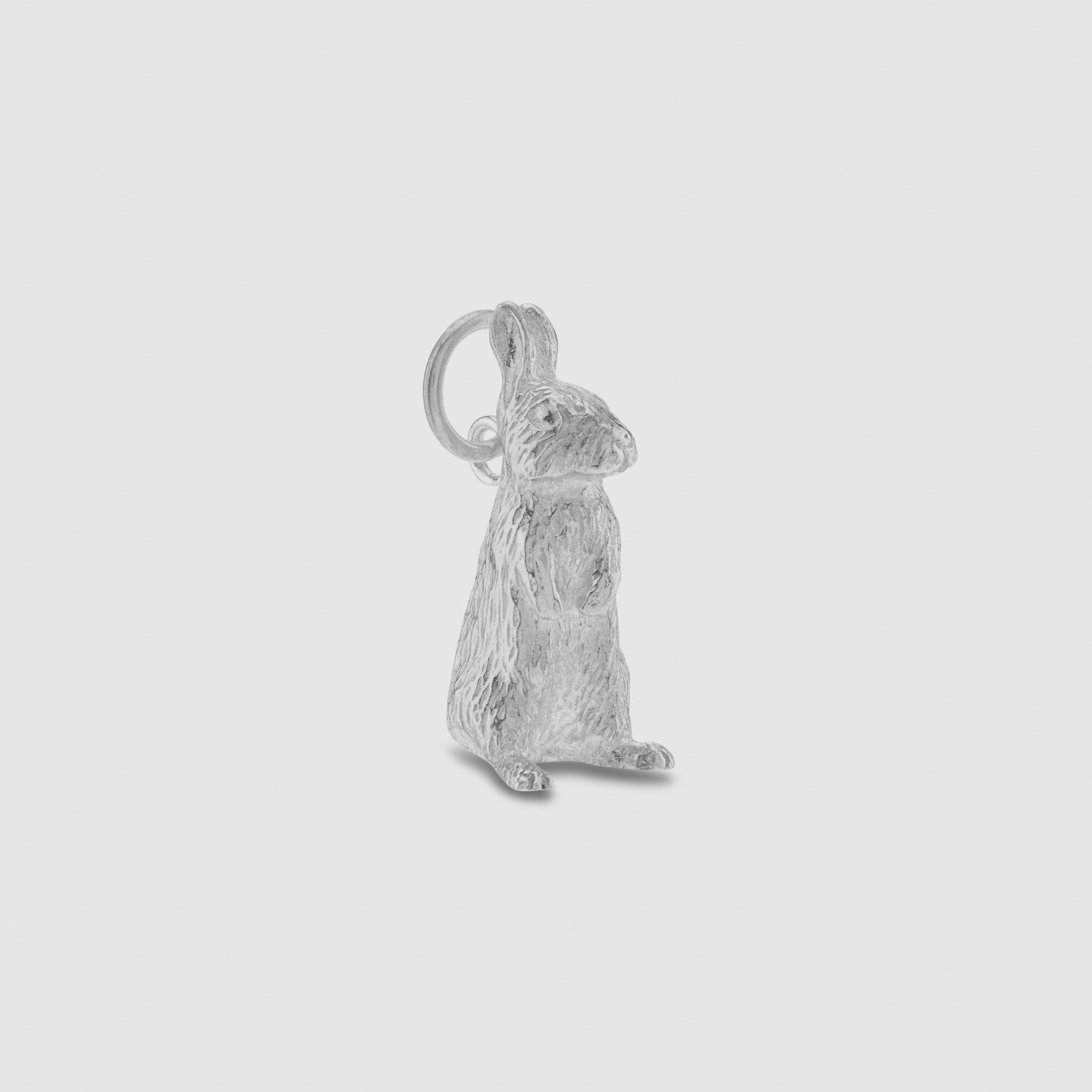 Bunney Standing Rabbit Charm Silver by ANDREW BUNNEY