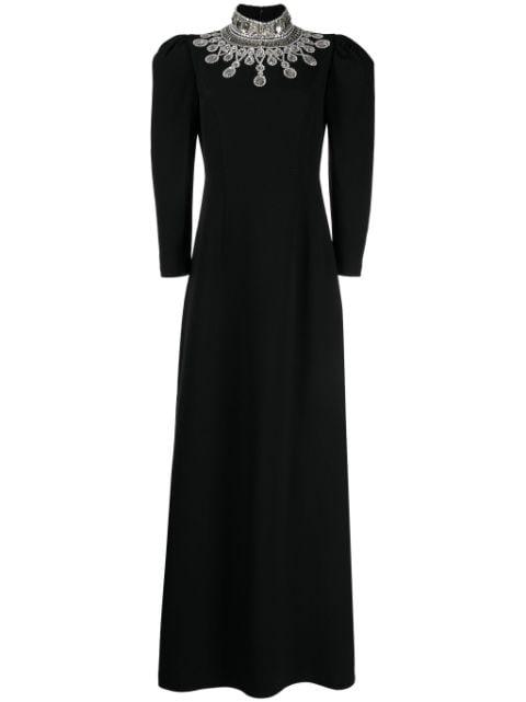 crystal-embellished puff-sleeves dress by ANDREW GN
