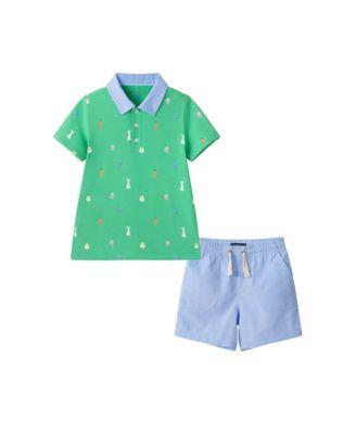 Boys' Bunny Toss Knit Polo & Short Set - Little Kid by ANDY&EVAN